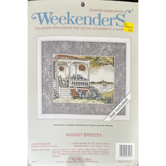 Porch Cottage Boat August Breezes Mat NOS Weekenders Counted Cross Stitch Kit - Picture 1 of 4